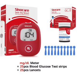 Glucómetro con tiras reactivas de glucosa en sangre y lanceta