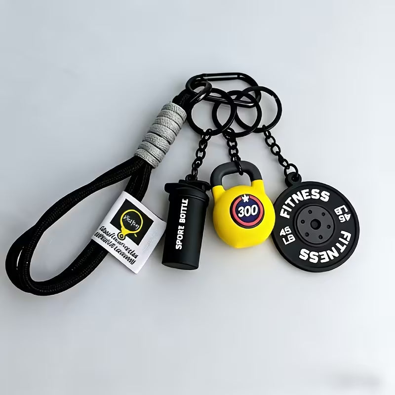Juego de Llaveros Fitness con Botella de Agua y Pesas