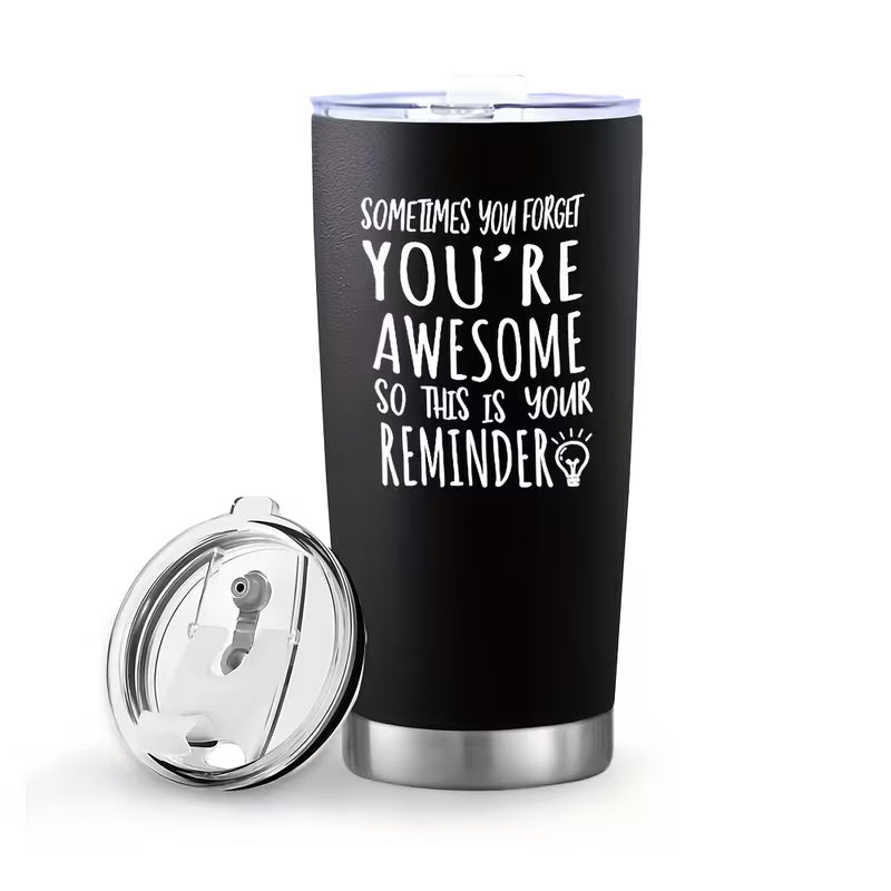 Termo de Acero Inoxidable 20 oz con Tapa Motivacional