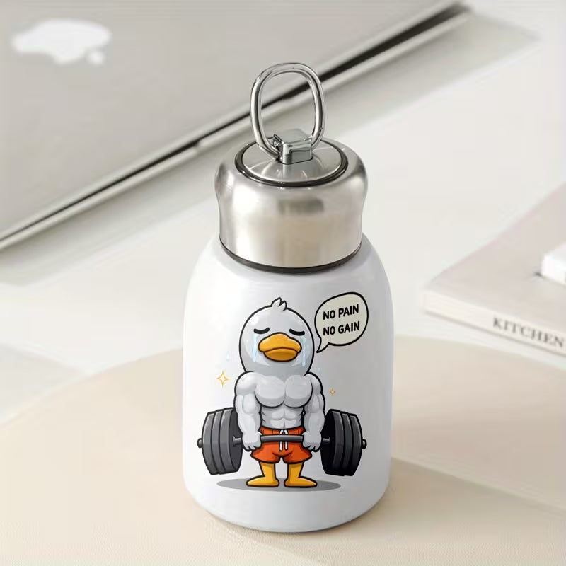 Taza de Gimnasio de Acero Inoxidable con Diseño de Pato “No Pain No Gain”
