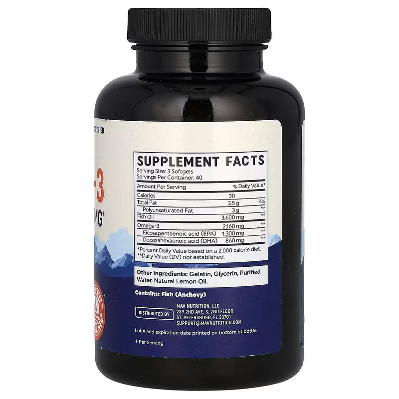 Mav Nutrition Omega 3 Triple Concentración 120 Cápsulas
