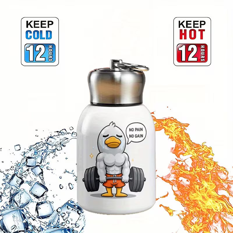 Taza de Gimnasio de Acero Inoxidable con Diseño de Pato “No Pain No Gain”