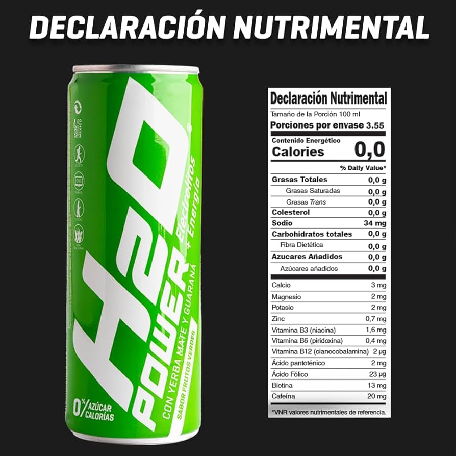 H2O Power + electrolitos sabor frutos verdes