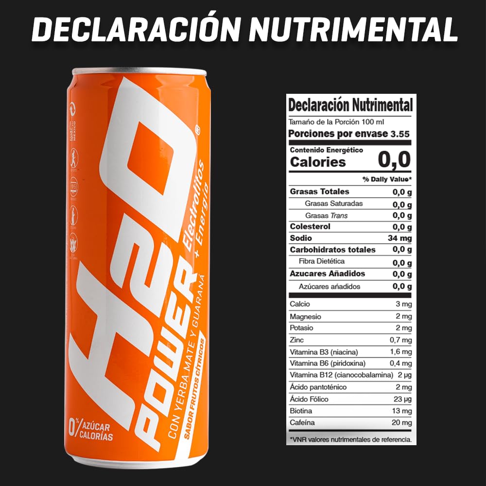 H2O Power + electrolitos sabor frutos citricos