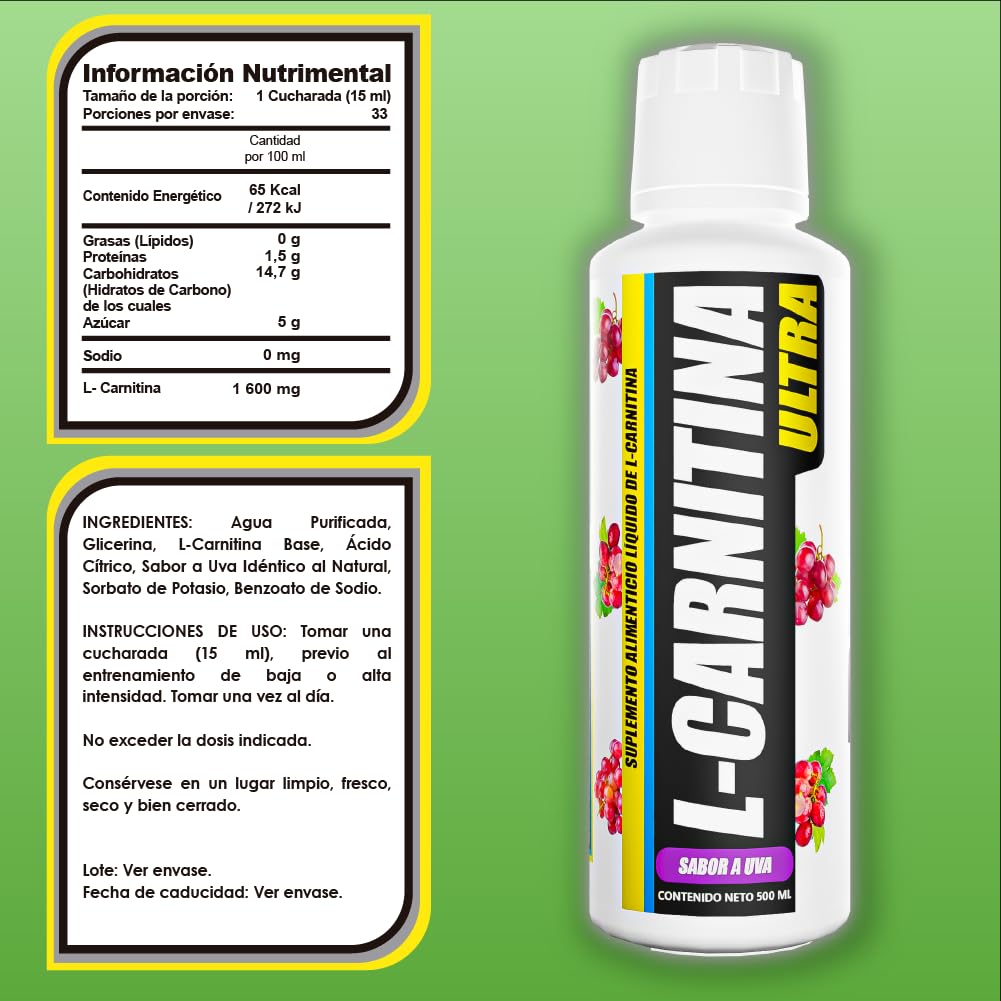 BHP L-Carnitina Ultra Liquida 500ml Sabor Uva