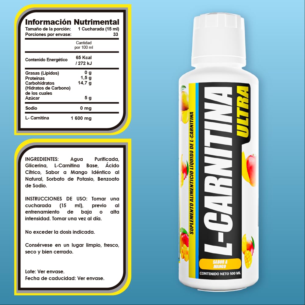 BHP L-Carnitina Ultra Liquida 500ml Sabor Mango