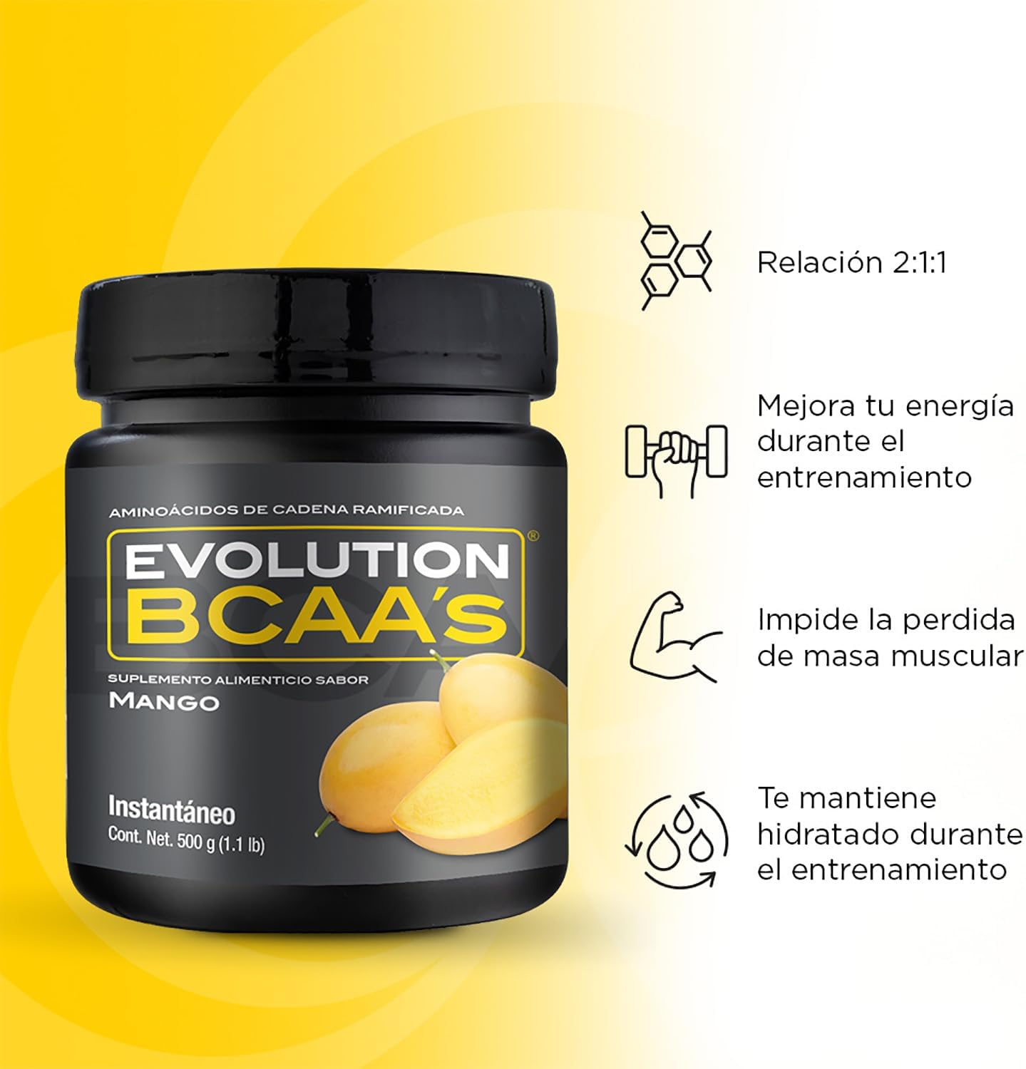 Evolution BCAAs En Polvo Sabor Mango
