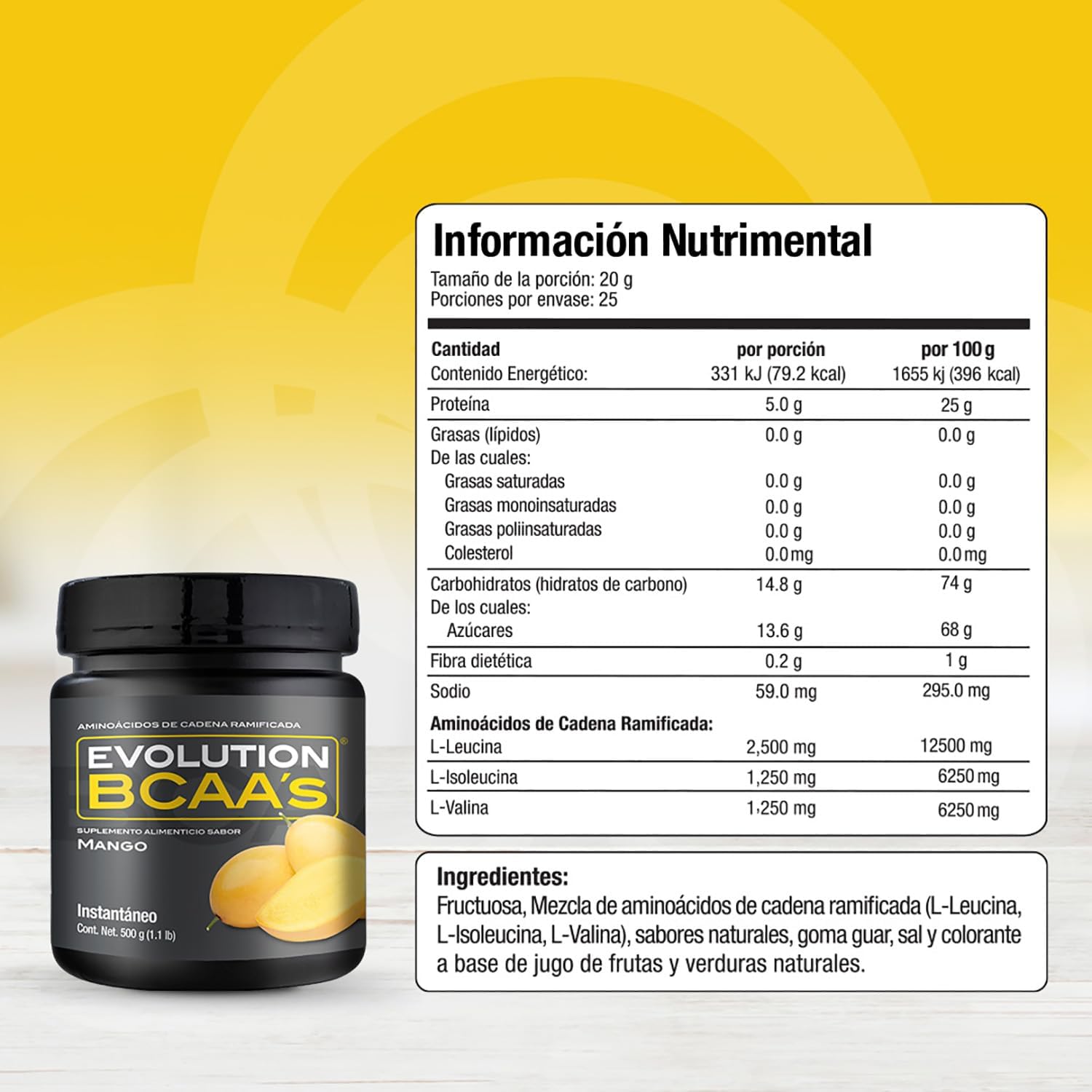 Evolution BCAAs En Polvo Sabor Mango