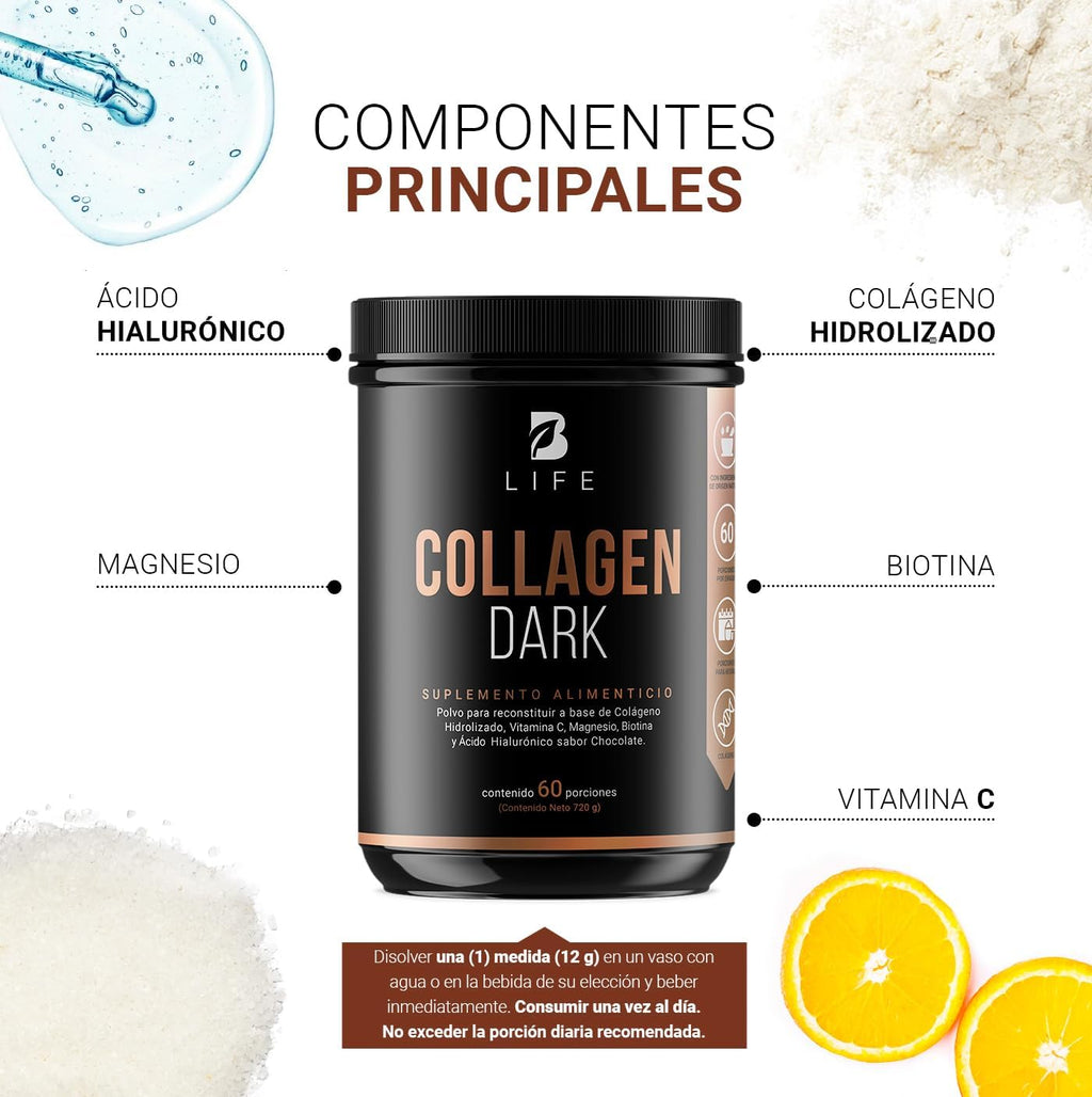 B Life Collagen Dark Polvo Sabor Chocolate