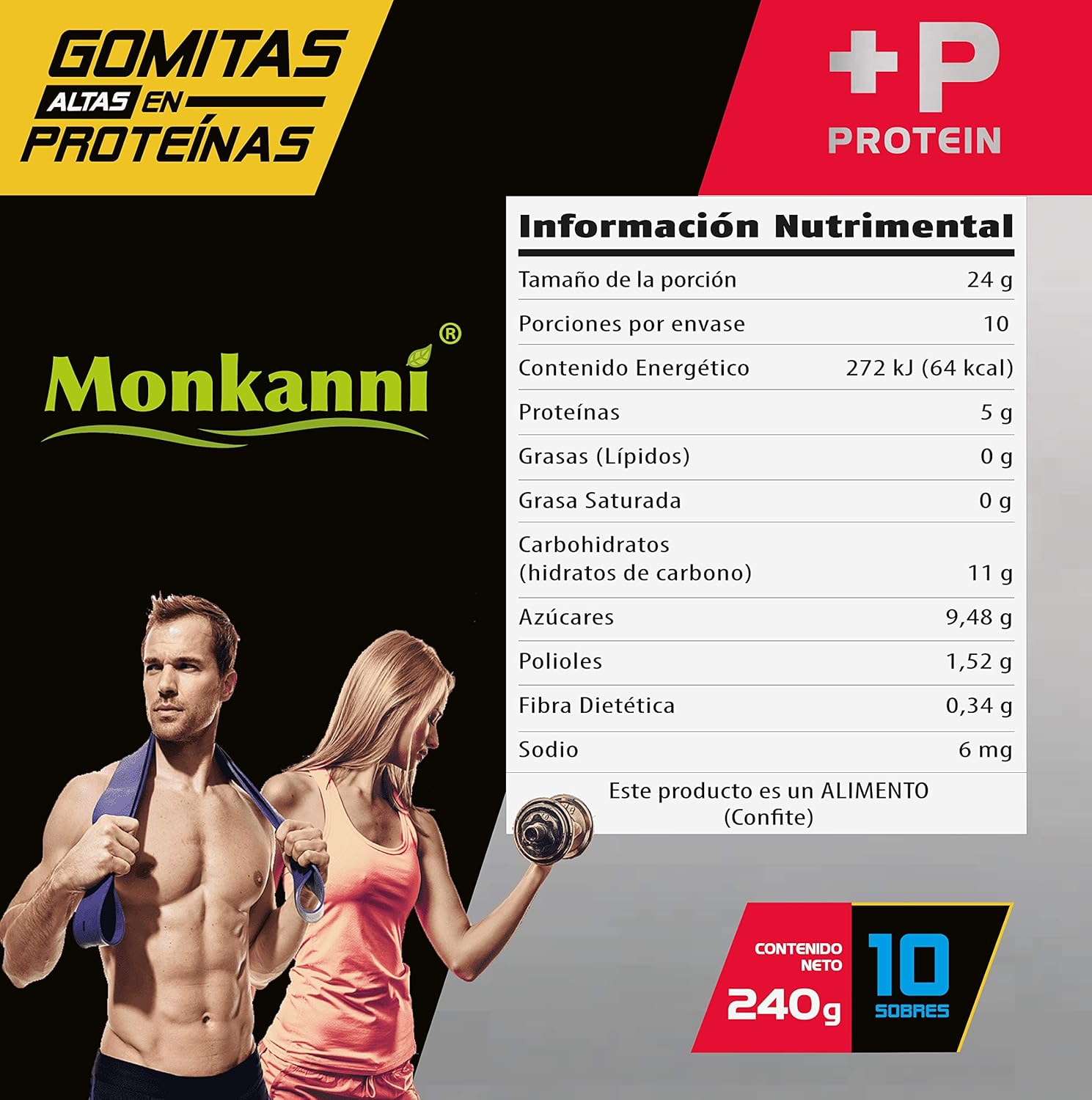 Monkkani Gomitas Altas en Proteína Sabor Mango - Manzana