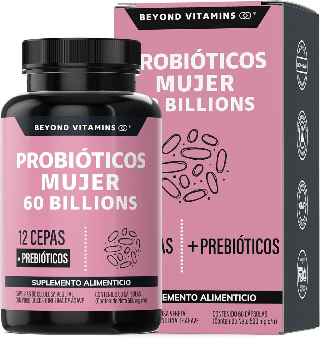 Beyond Vitamins Probióticos Mujer 60 Billion + Prebióticos + Inulina de Agave