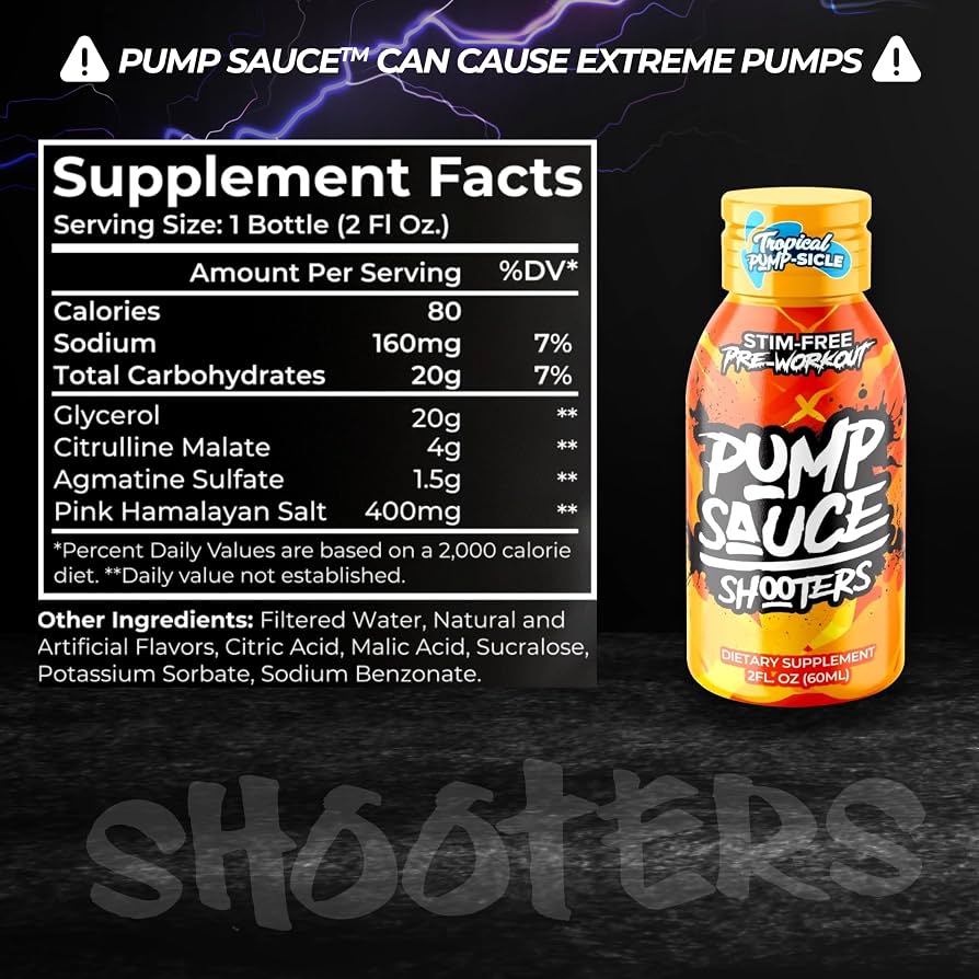 Pump Sauce shooters Pre - Workout sabor Tropical pump sicle