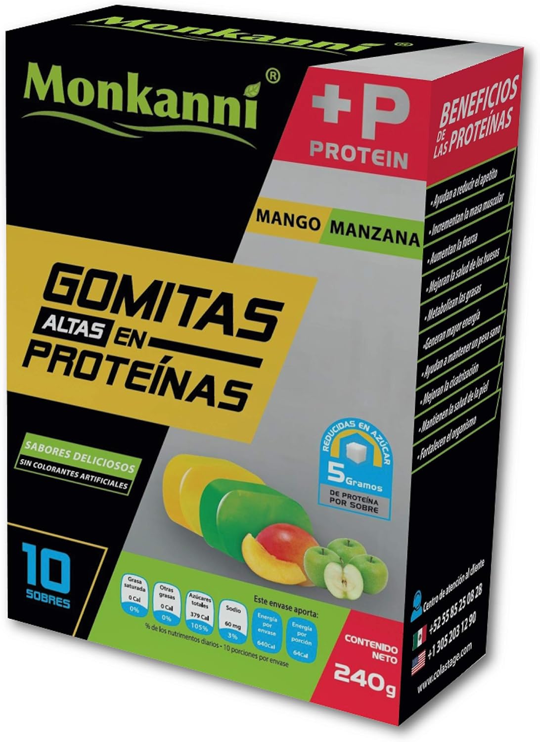 Monkkani Gomitas Altas en Proteína Sabor Mango - Manzana