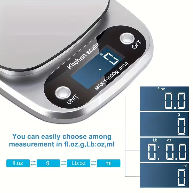 Báscula Digital de Cocina de Precisión con Pantalla LCD
