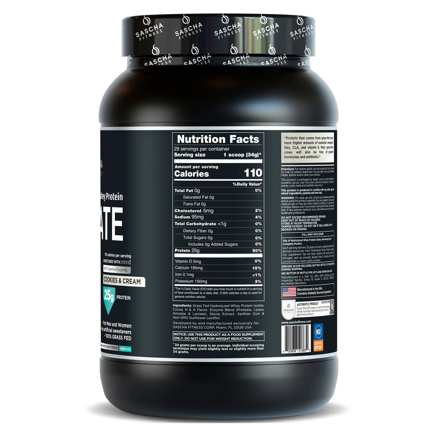 Sascha Fitness Proteína Sabor Cookies & Cream