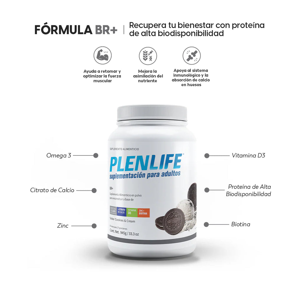 Proteína Plenlife Fórmula BR+ Sabor Cookies and Cream