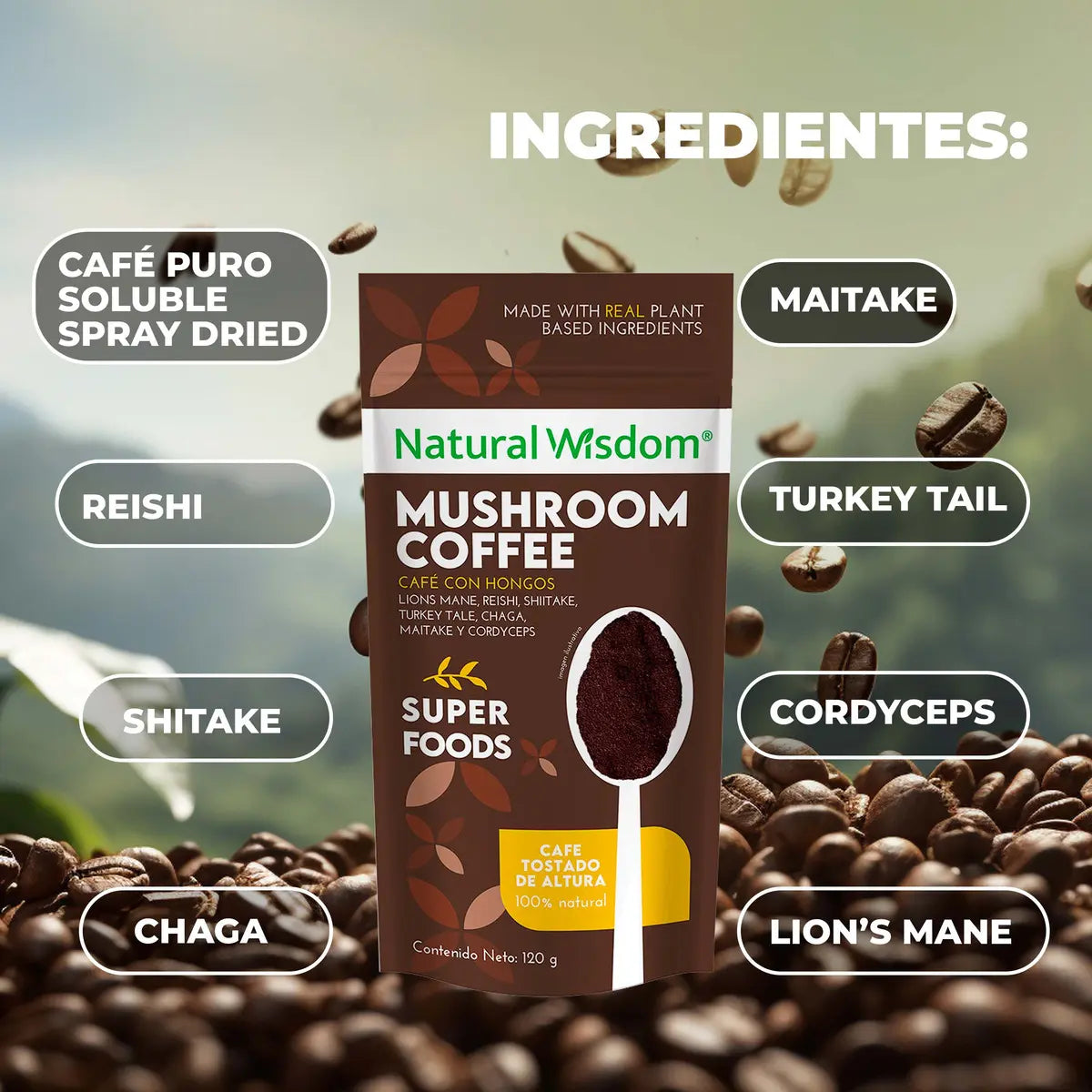 Natural Wisdom Café con Hongos Adaptogenos