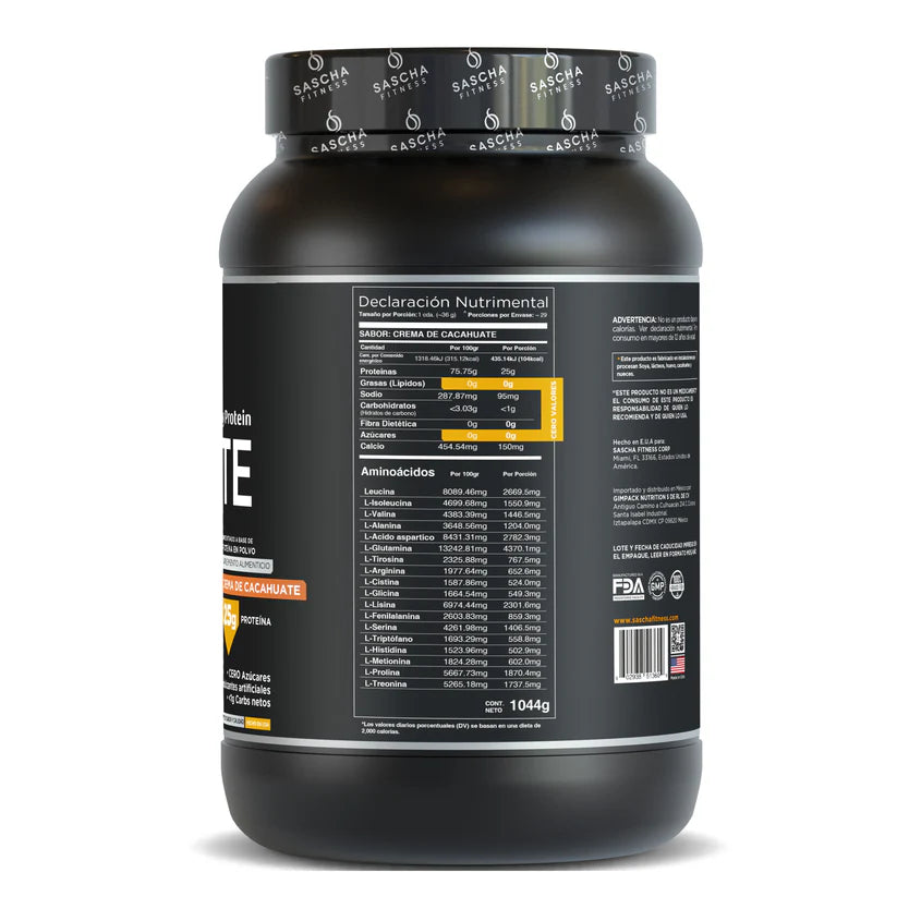 Sascha Fitness Proteína Sabor Crema de cacahuate