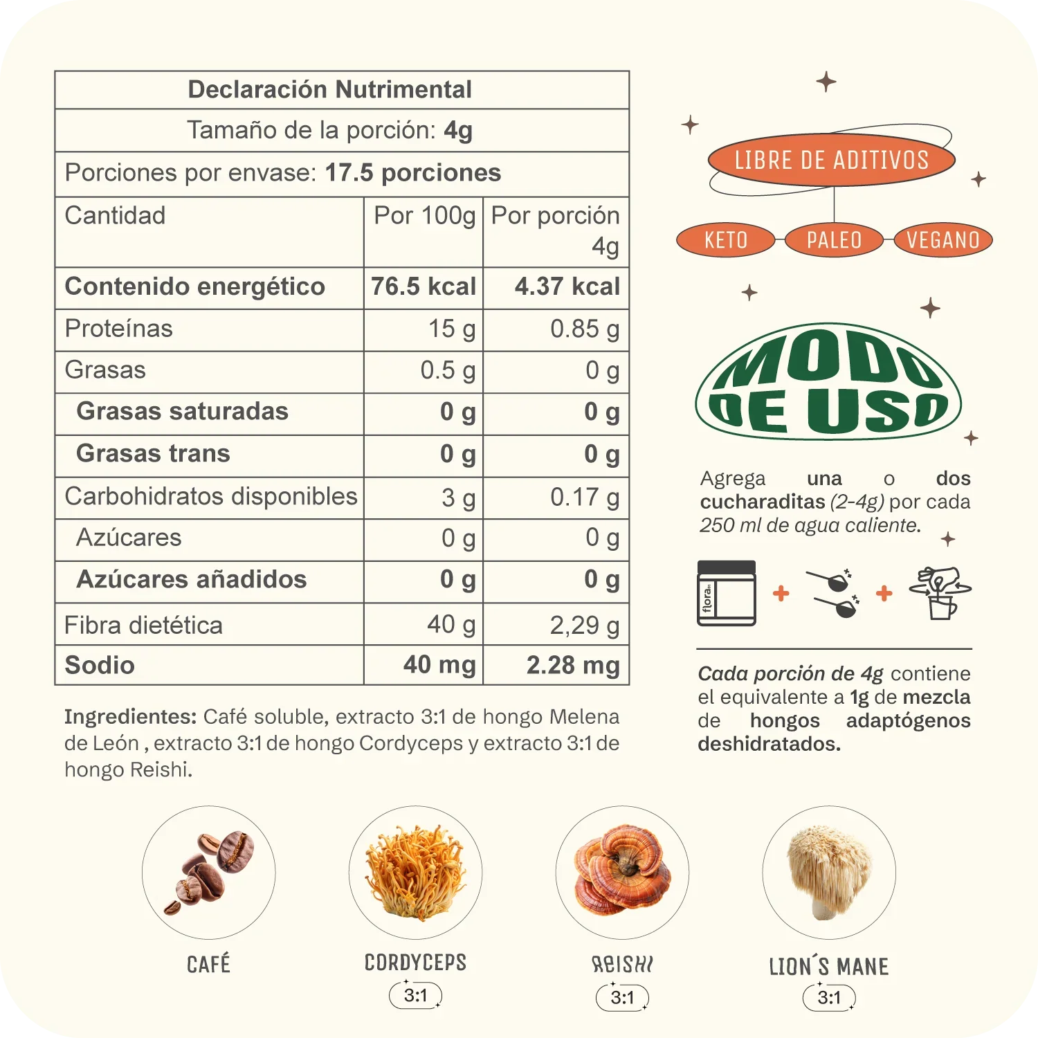 Flora Café con Adaptógenos