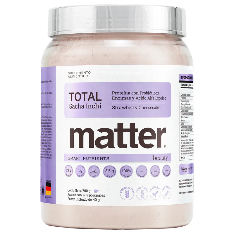 Matter Total beauty Proteína Vegana Sabor Strawberry Cheesecake