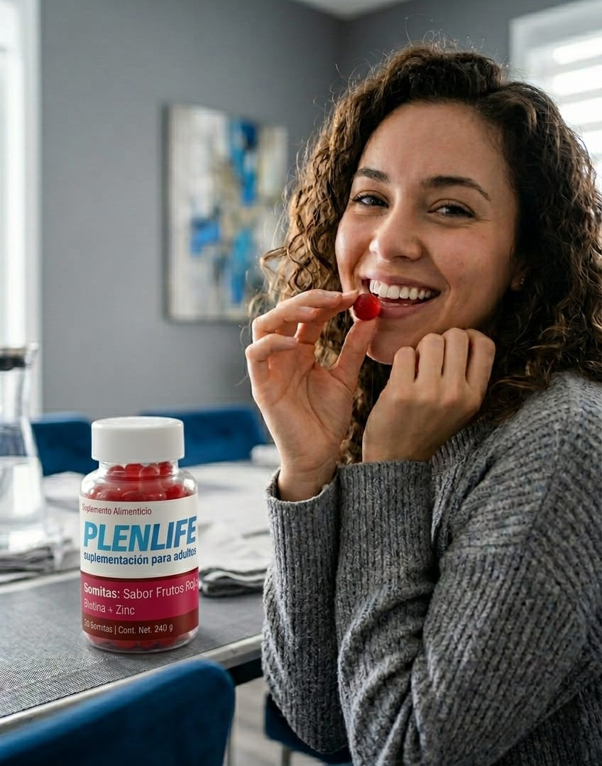 Plenlife Gomitas de Biotina y Zinc Sabor Frutos Rojos