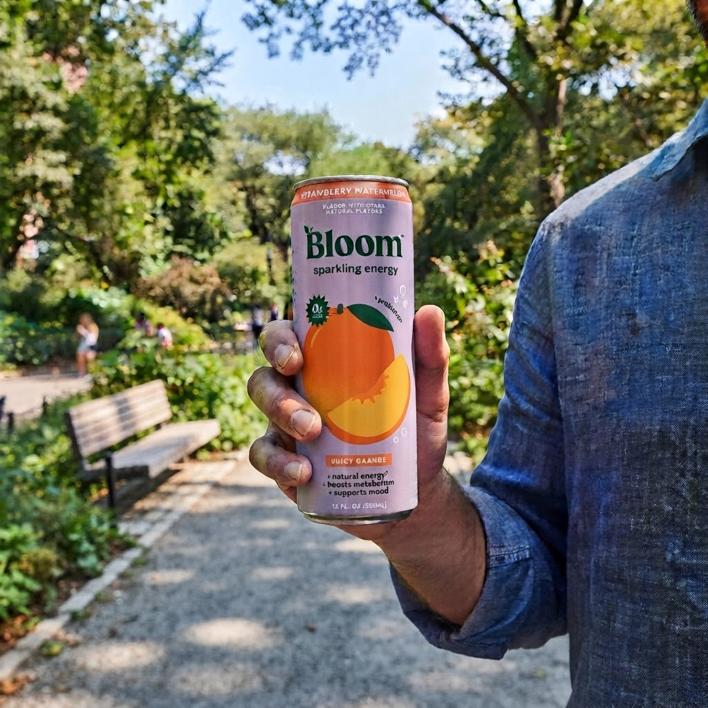 Bebida Bloom sparkling energy peach mango