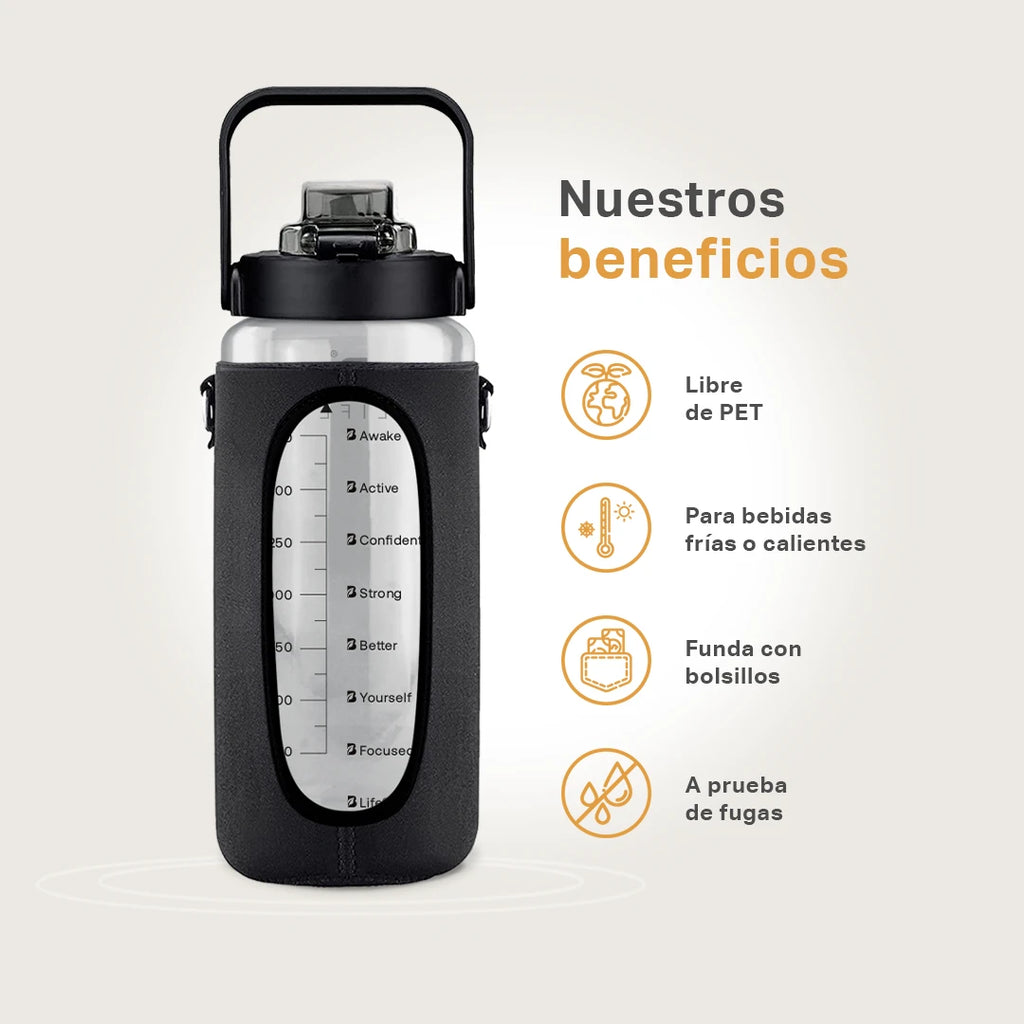 B Life Botella Motivacional 2L negro