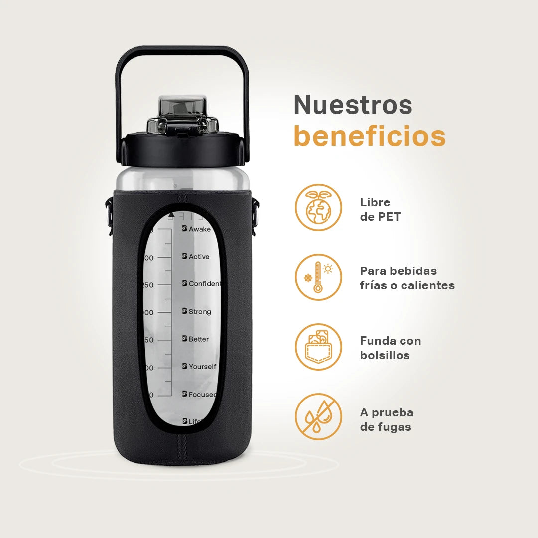 B Life Botella Motivacional 2L negro