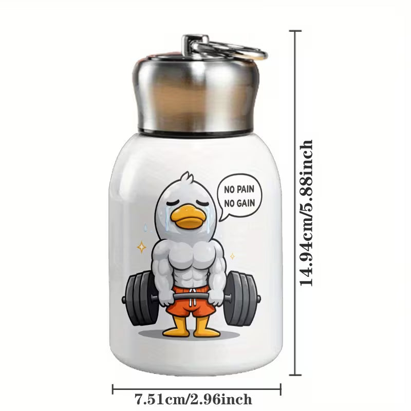 Taza de Gimnasio de Acero Inoxidable con Diseño de Pato “No Pain No Gain”