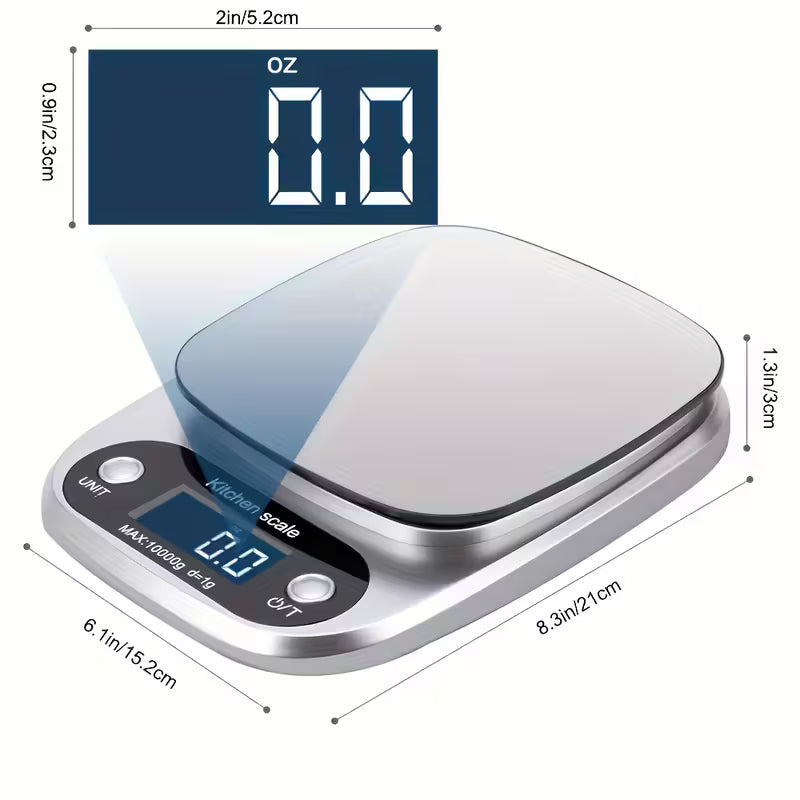 Báscula de Cocina Digital de Precisión 10 kg / 1 g con Pantalla LCD