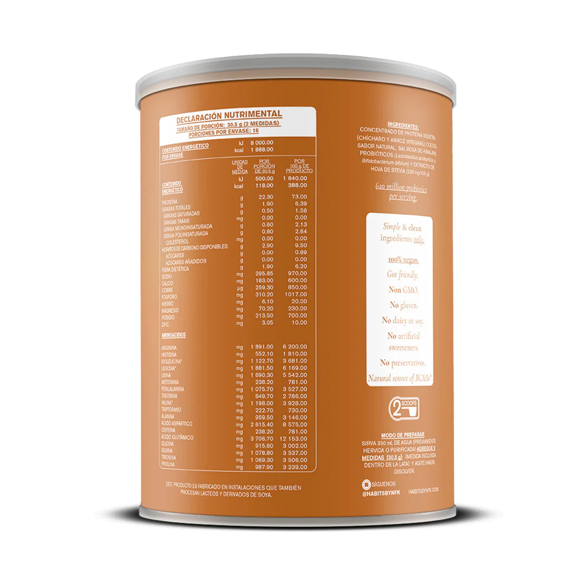 Habits Proteína Con Probióticos Vegana Sabor Cacao