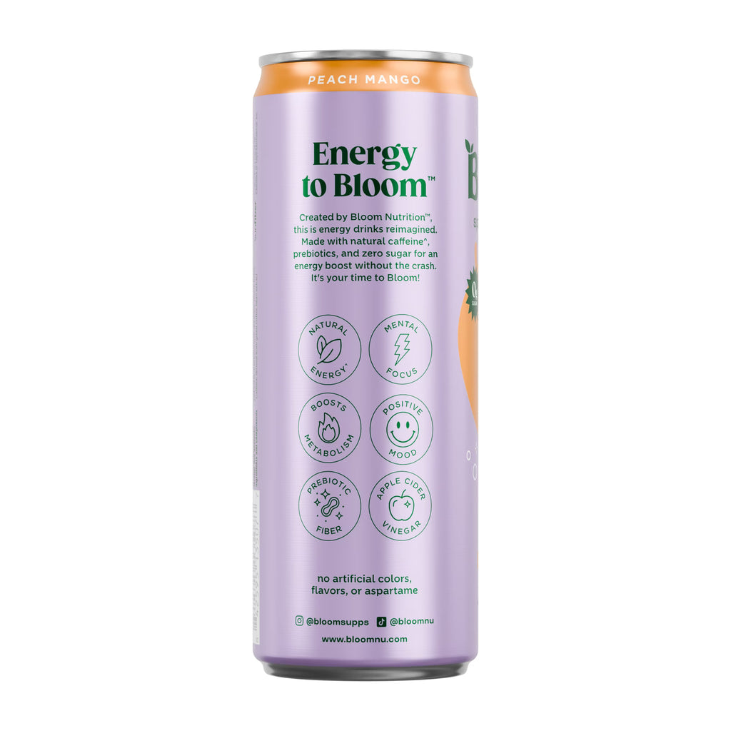 Bebida Bloom sparkling energy peach mango