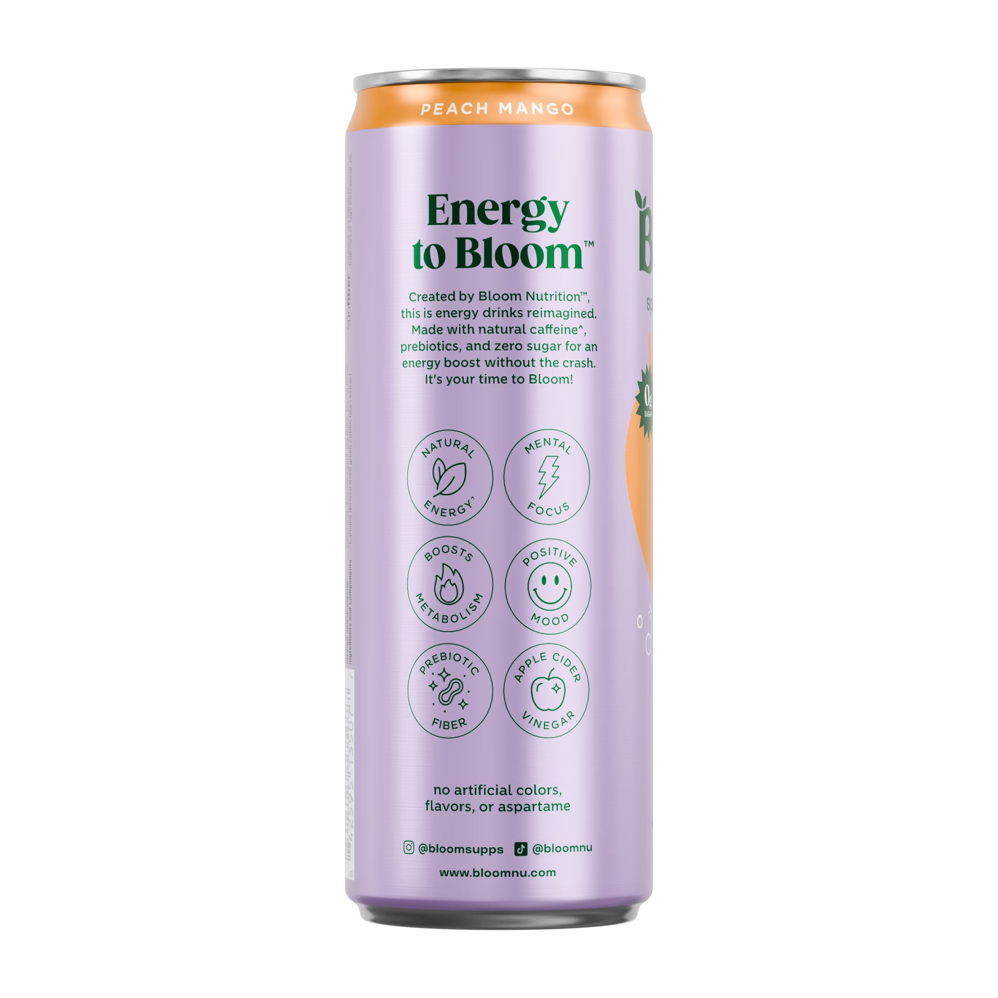 Bebida Bloom sparkling energy peach mango