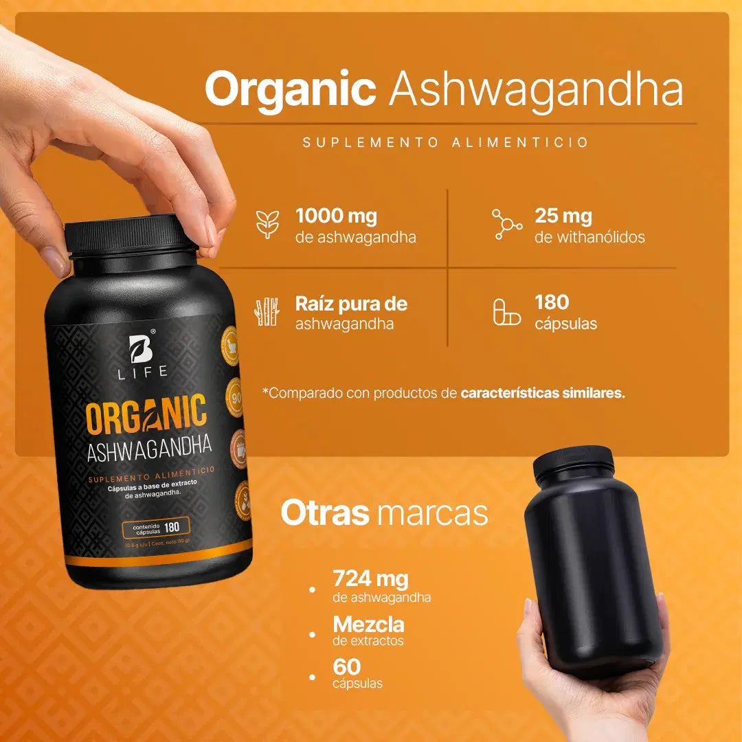 B Life Organic Ashwagandha 180 Cápsulas