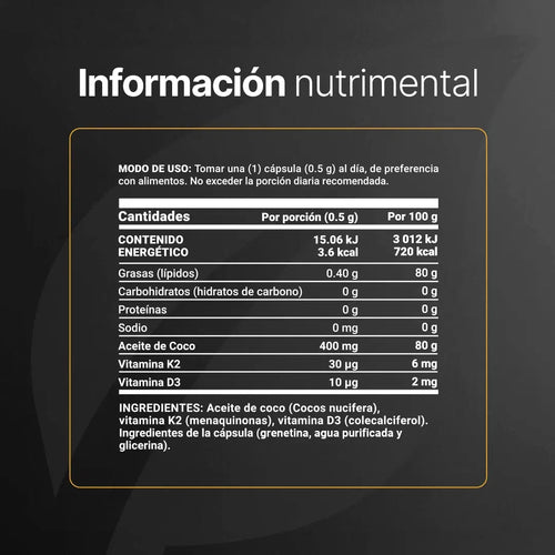 B Life Vitamina D3 + K2 Con Aceite de Coco 300 Cápsulas