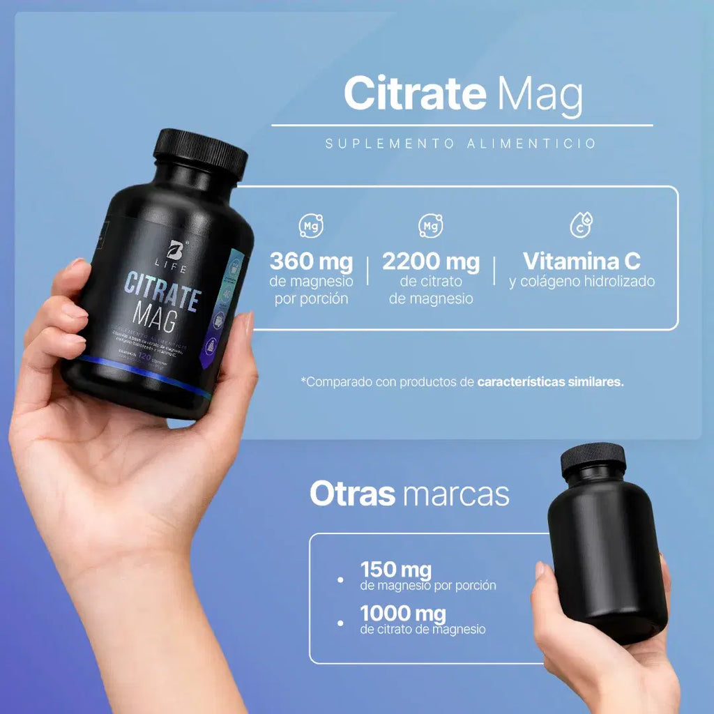 B Life Citrato de Magnesio 120 Cápsulas