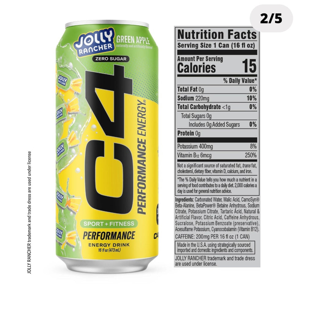 Cellucor C4 Bebida Energética - Peach JOLLY RANCHER GREEN APPLE - Pack c/8 pzas