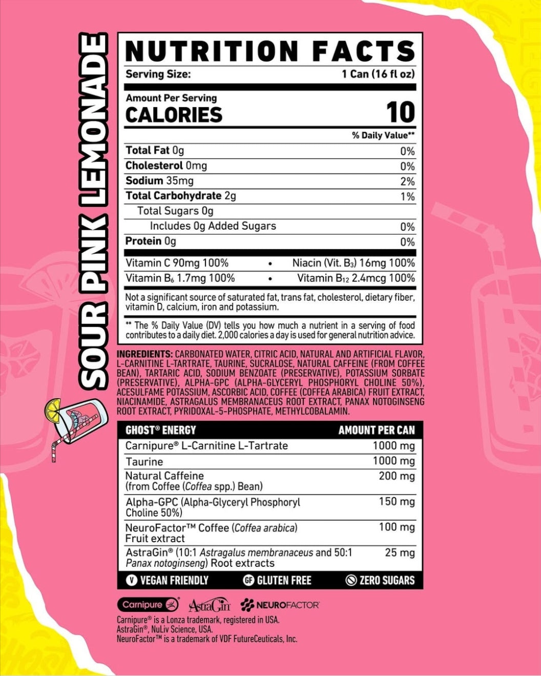 Ghost Energy sabor Sour Pink Lemonade