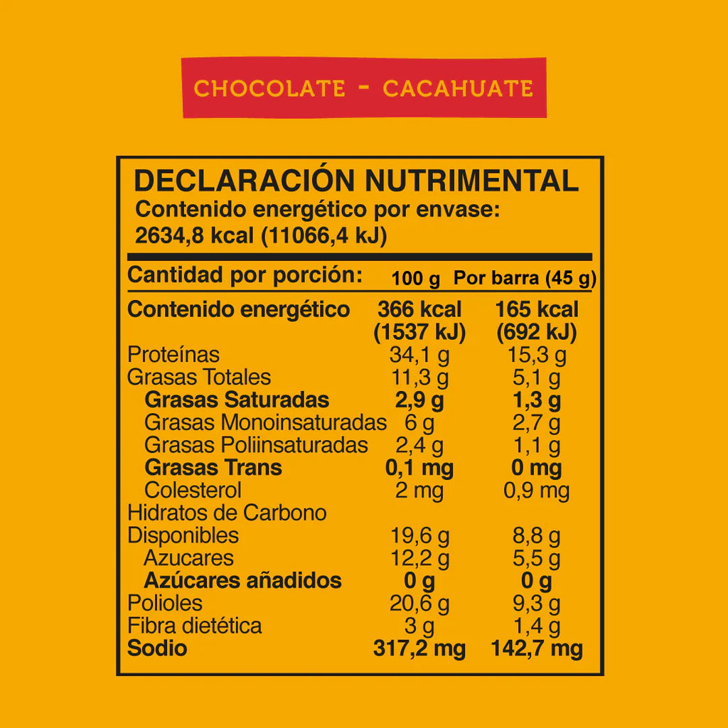 Barra de Proteína Sabor Chocolate y Cacahuate