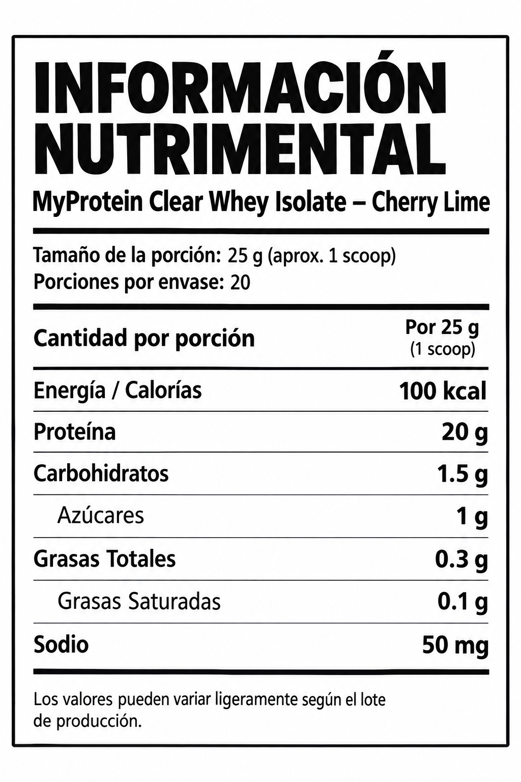 My Protein Clear Whey isolate Sabor Cherry Lime