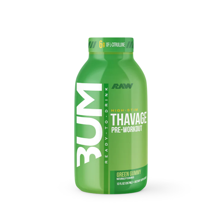 Raw Nutrition CBUM Thavage RTD Pre-Workout sabor Green Gummy